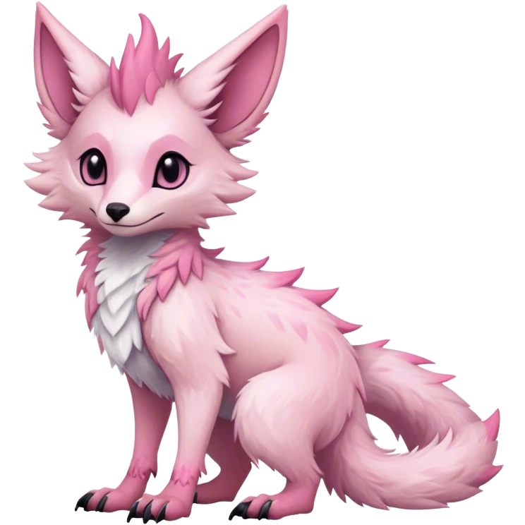 Feral Rare Fantasy cute pastel pink Vernid-Sergal-Trico-species by LiLaiRa, markings, tufted ears, full body, 4 legs emoji