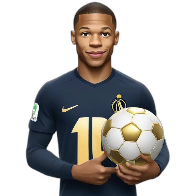 Mbappe avec le ballon d'or dans les mains emoji