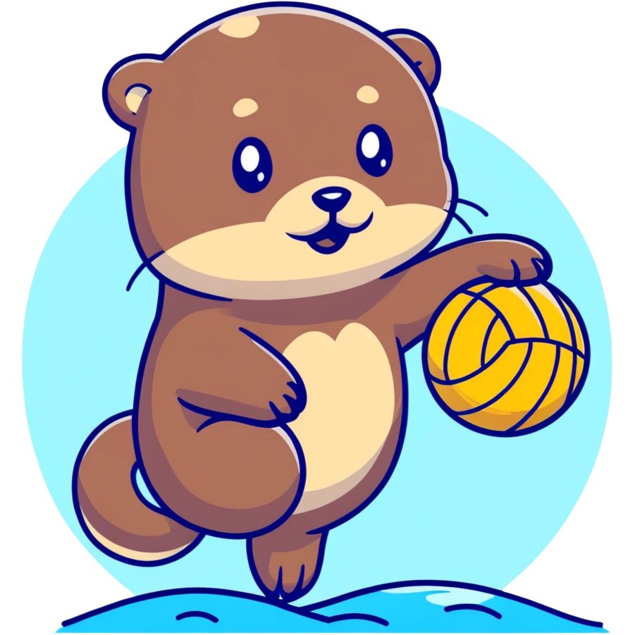 cute otter in water holding a volleyball with both paws emoji