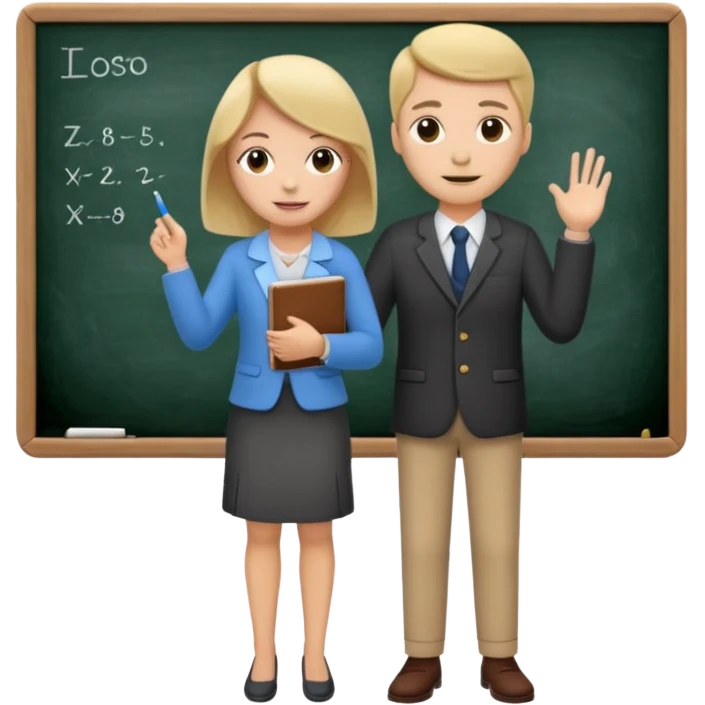 teacher teaching with a blackboard in the background, full body emoji
