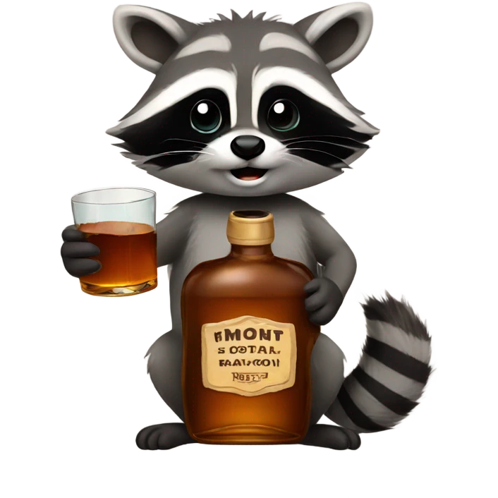Raccoon with whiskey emoji