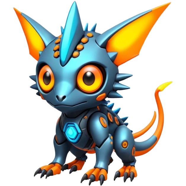  exotic futuristic warm-colored modern colorful neon-colored cyber-Fakémon-Digimon-Trico-creature emoji