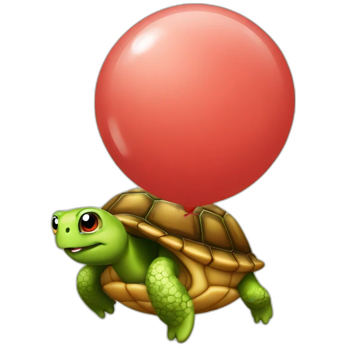 une tortue sur un ballon emoji