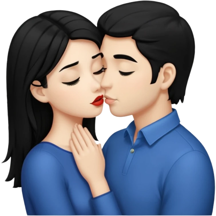 Black hair naked girl kissing a man with black hair  emoji