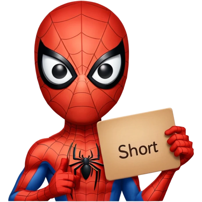 Spider-Man holding a sign that says short emoji