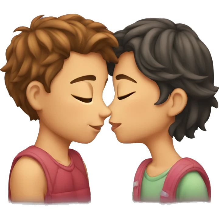 Young boy girl kissing cozy emoji