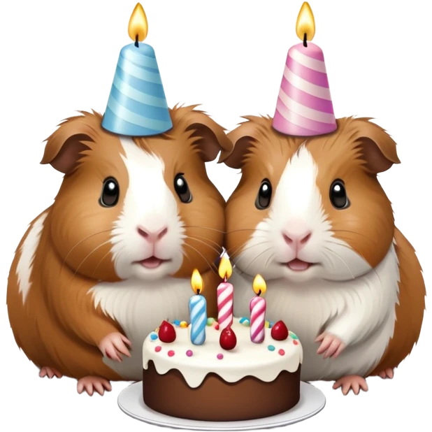 Two guinea pigs with birthday cake emoji