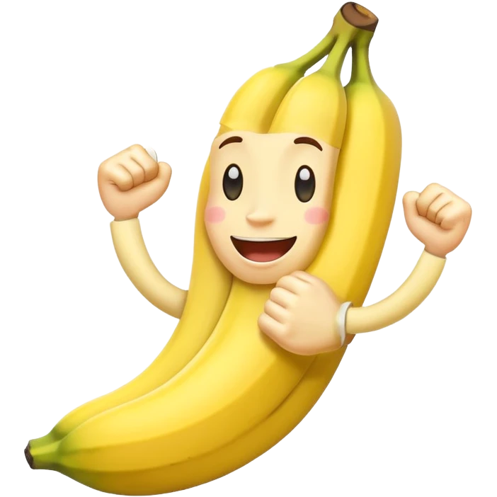 happy banana flexing biceps emoji