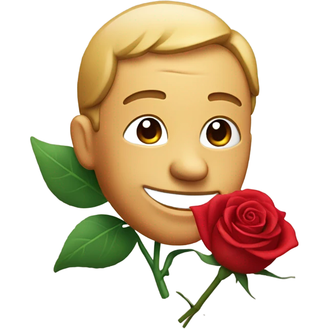 Smirk face with rose in mouth emoji