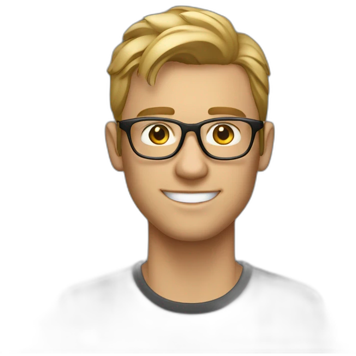 Mann, 26 Jahre, runde Brille mit Goldgestell, Schnurbart, dunkelblond emoji