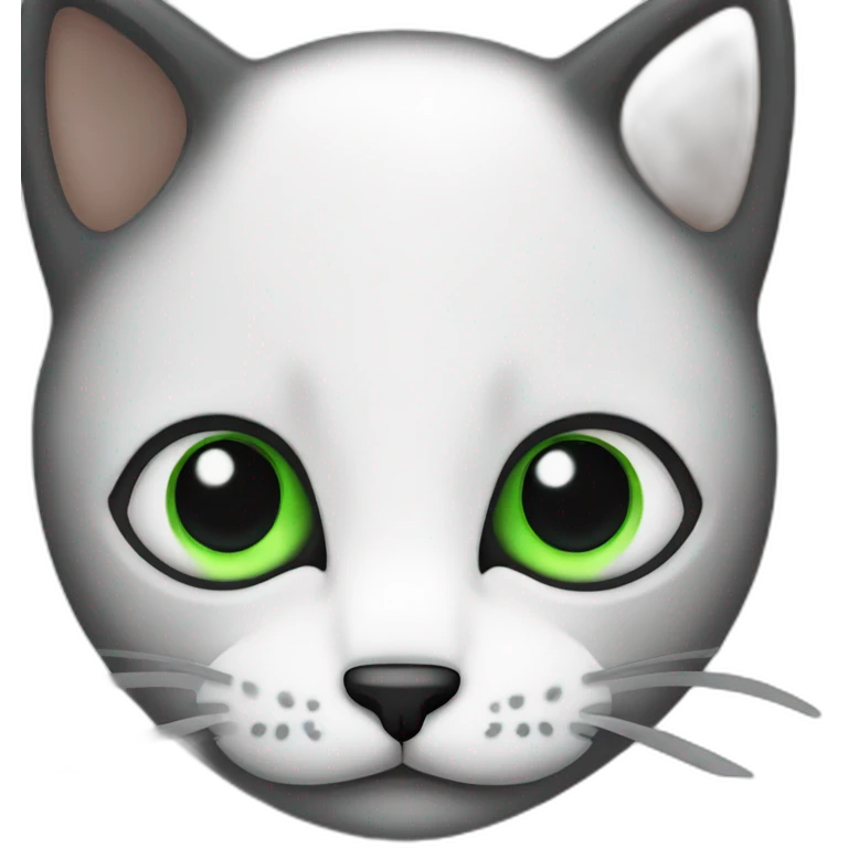 thin cat with a white face green eyes and black ears emoji