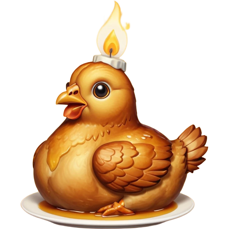 Rosted avile chicken with a candle on his head  emoji