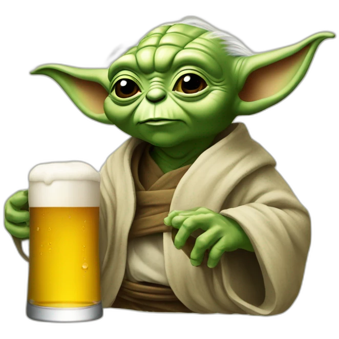 Yoda buvant une bière emoji