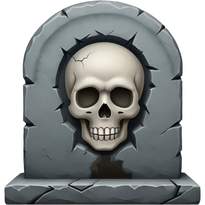 tombstone with a skull emoji