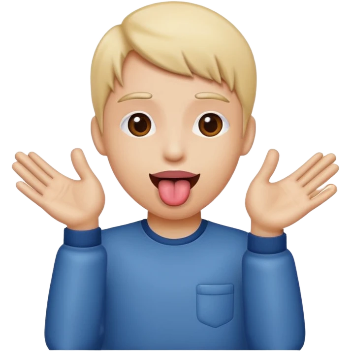 Tounge out with hands to the side emoji