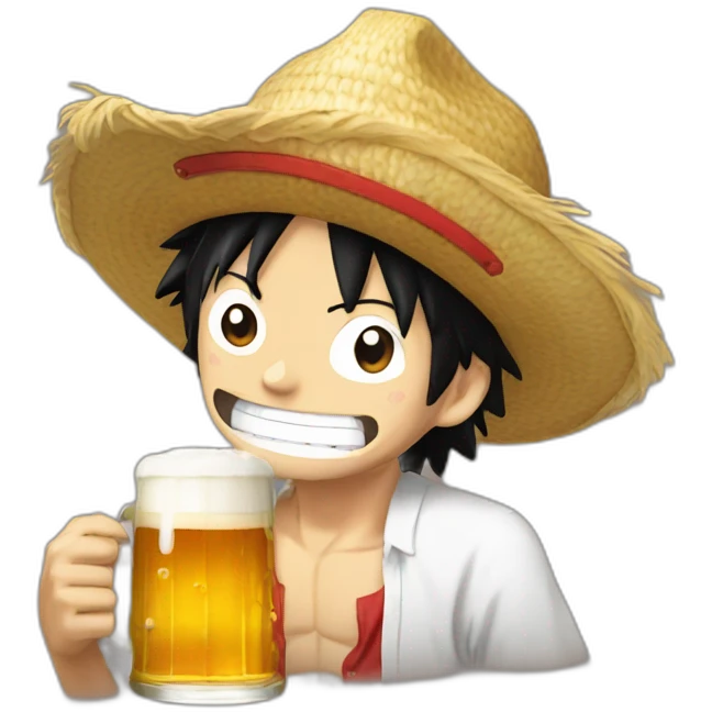 Luffy avec une bière emoji