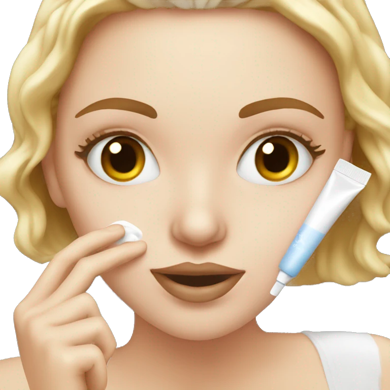 white girl applying cream on face emoji