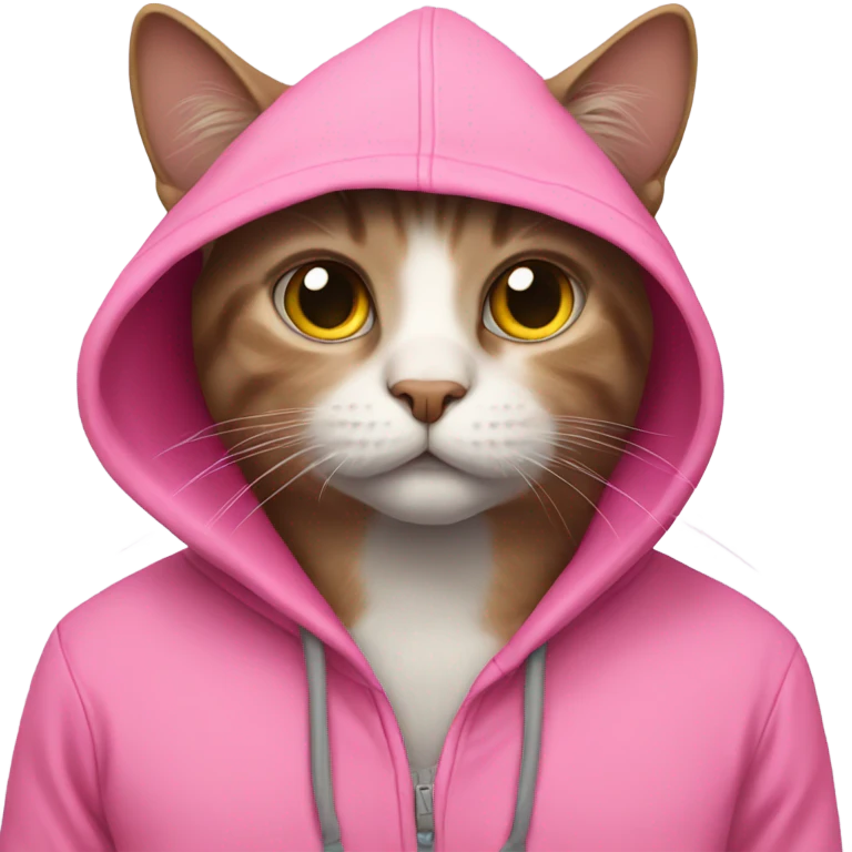 Cat with a pink hoodie  emoji