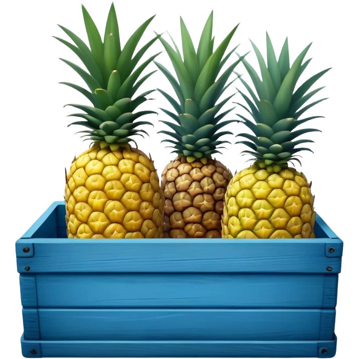 pineapples in a blue wooden container emoji