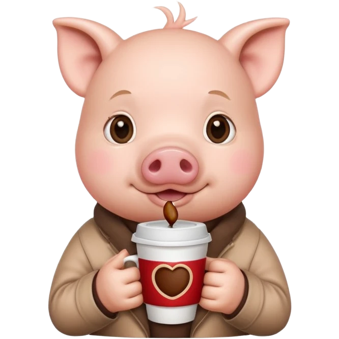 Little pig with a coffee emoji