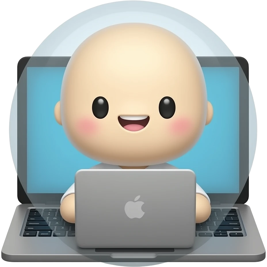 tamagotchi style puffy cace with a laptop emoji