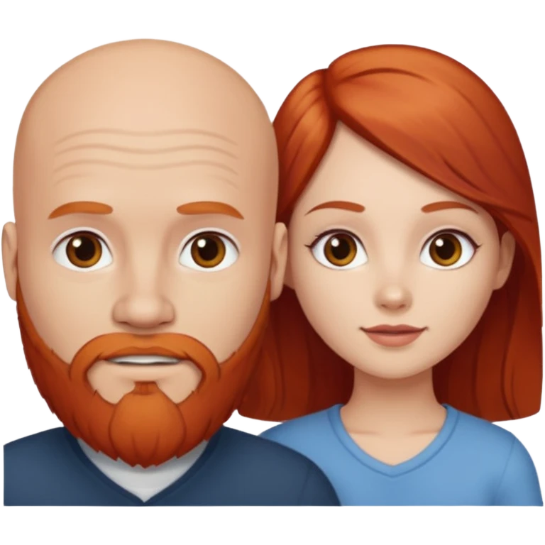 White bald man with red beard white girl with long brown hair  emoji