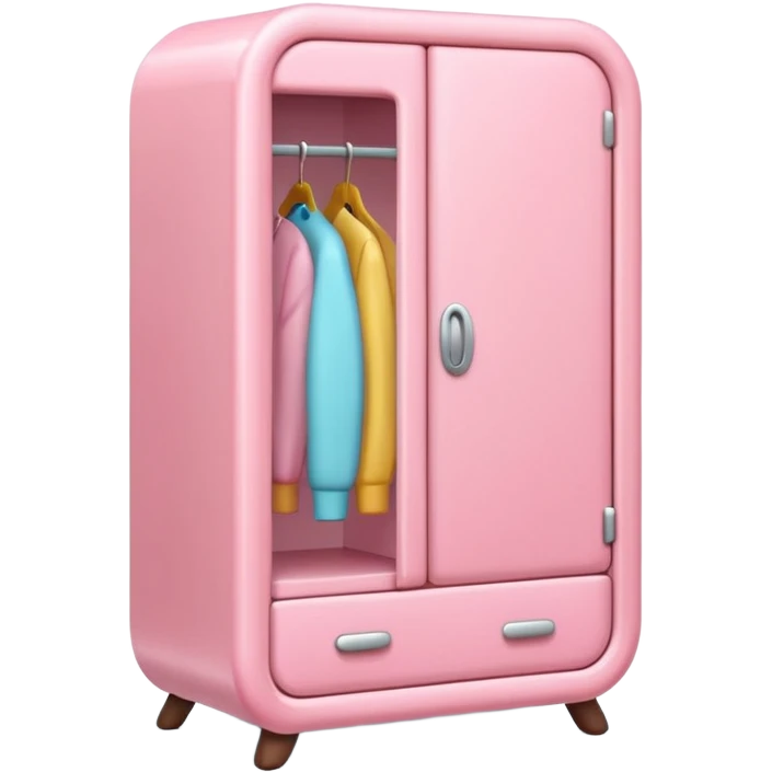 3D emoji-style wardrobe icon, cute, rounded, glossy, simple two-door design, soft shadows, clean background emoji