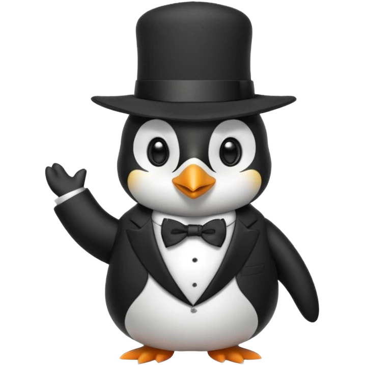 Penguin wearing a suit with a big hat  emoji