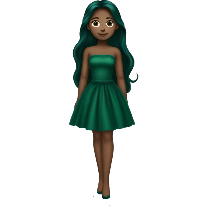 dark green princess dress long brunette hair emoji