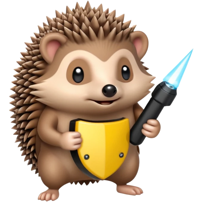 Hedgehog on 4 legs holding a taser emoji