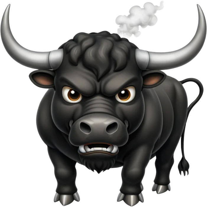angry black bull with steam from nostrils emoji