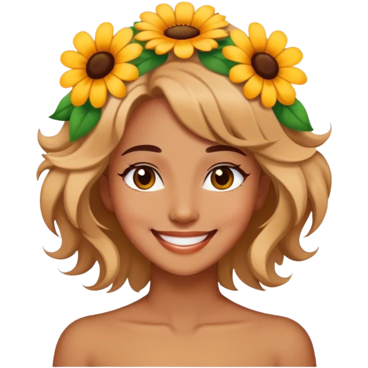 smiling woman with flower hair emoji