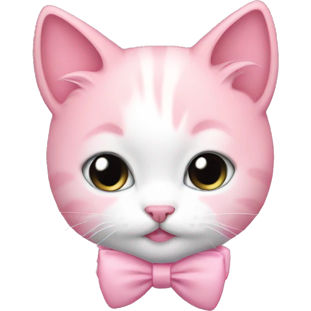 pink kitten with white bow  emoji