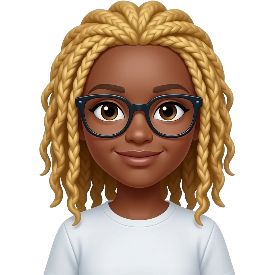 Black girl with blonde locs and glasses emoji