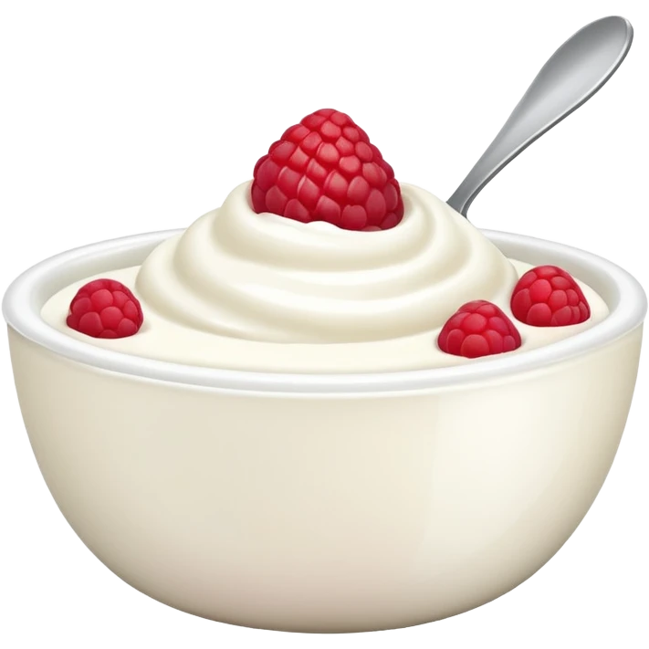 bowl of yoghurt with a single raspberry emoji