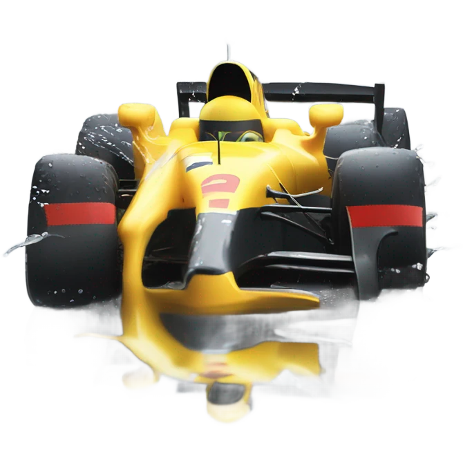Formula one car in the rain emoji