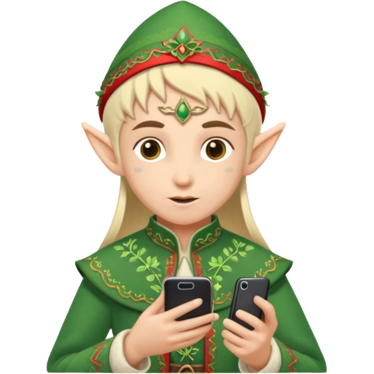 elf with russia custome dress and smartphone emoji