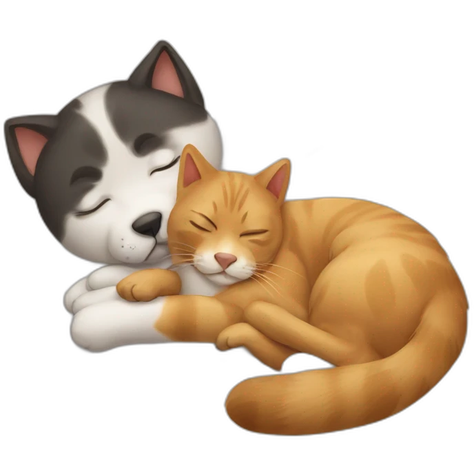 Cat and dog sleeping  emoji
