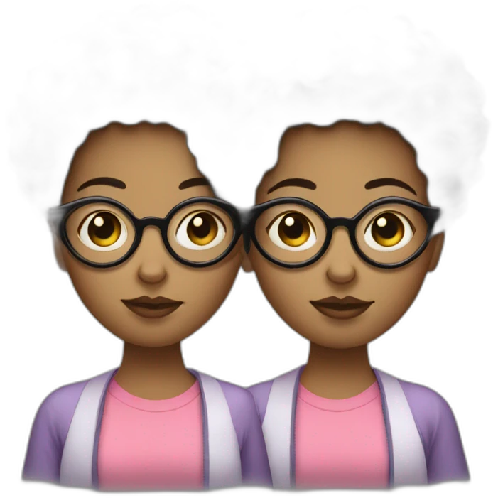 girl with 2 afro puffs and glasses and sleep emoji