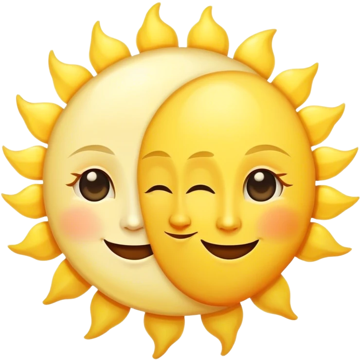 a really bright  big sun and a small moon who shines because of it. the sun is bigger and the moon bright too beside it smiling emoji