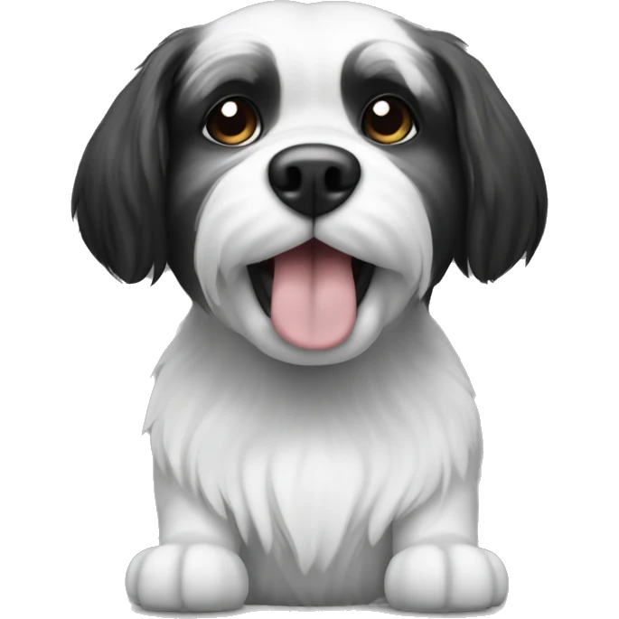 Dog shithzu black and white  emoji