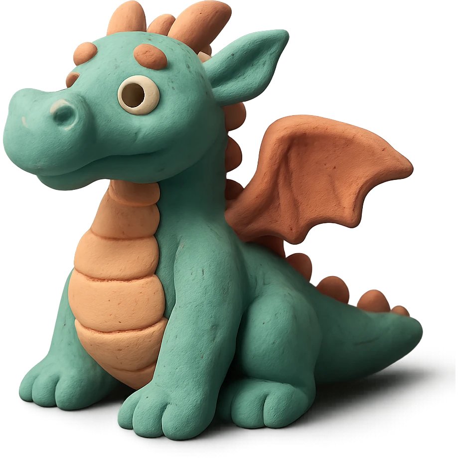 3D claymation style dragon emoji