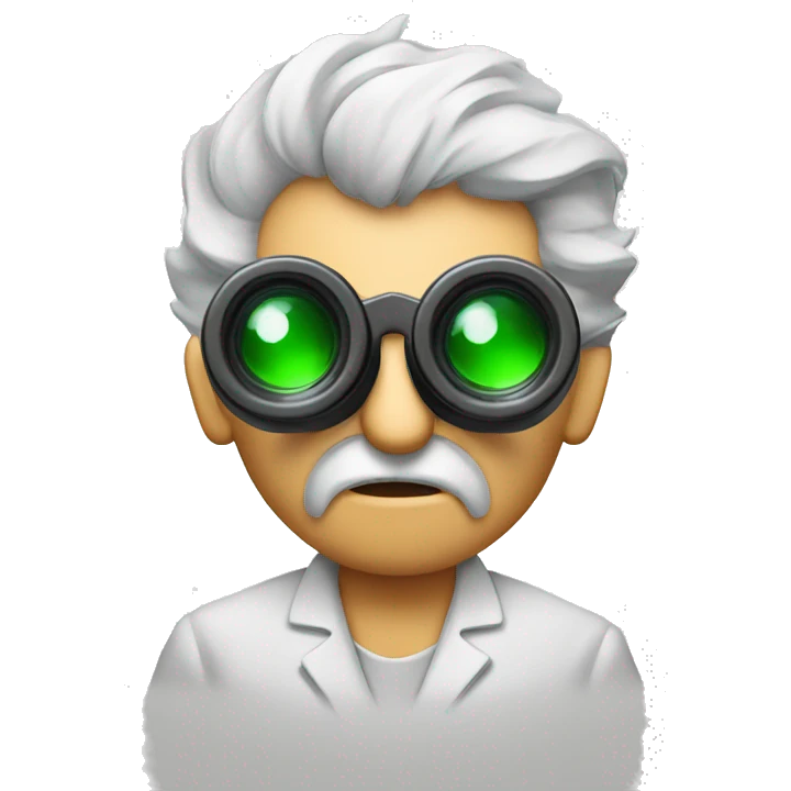 Mad scientist looking through binoculars emoji