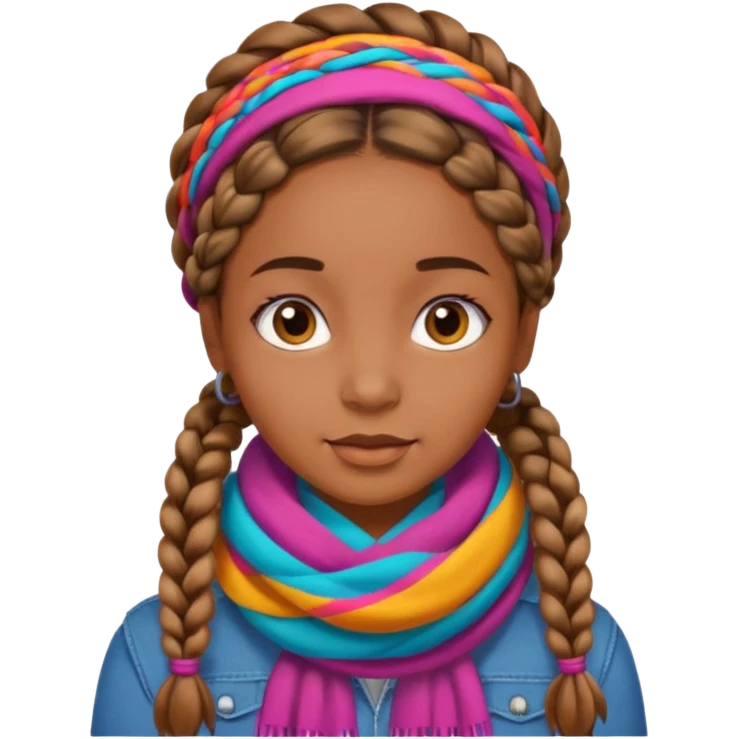 fille marron avec des tresse emoji