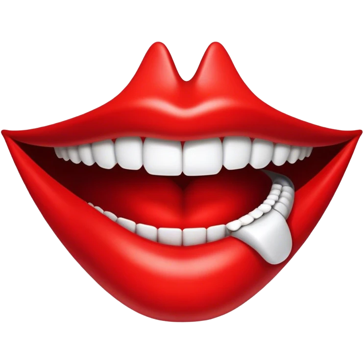 A huge mouth designed with computer graphics, featuring a digital effect emoji