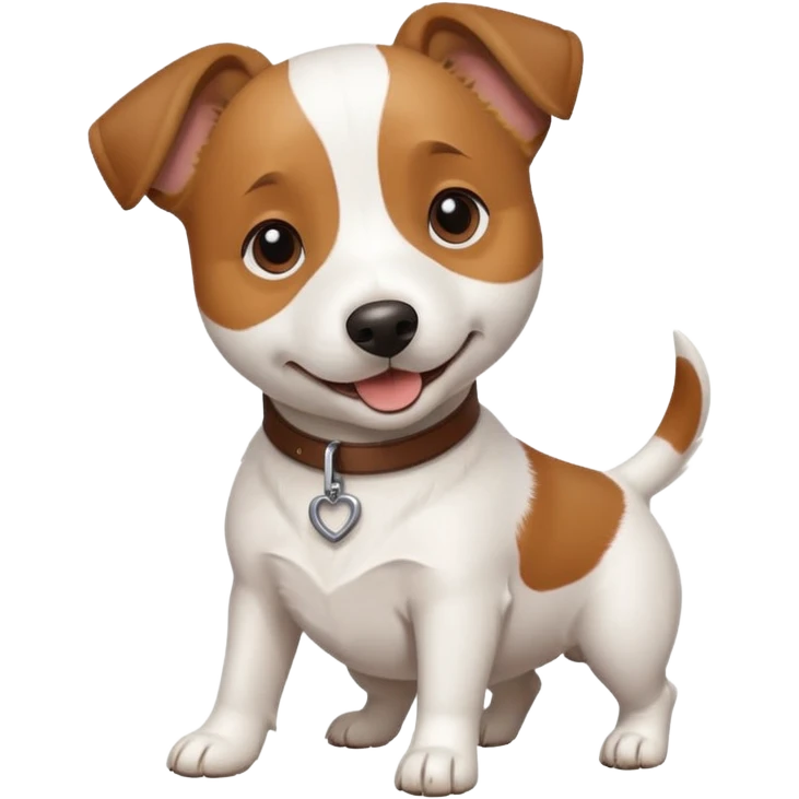 a white jack russell cross with a larger dog emoji