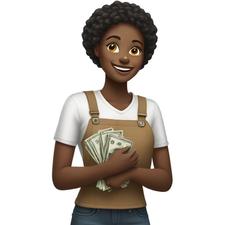 Black girl with money emoji