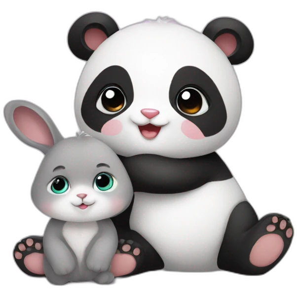 baby panda and baby bunny emoji
