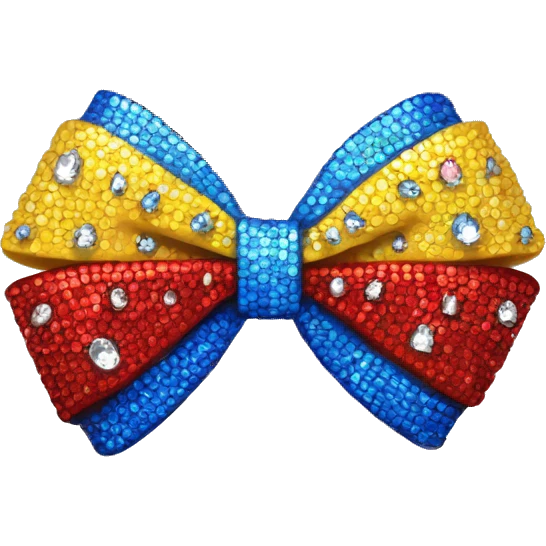 Red blue and yellow bow wirh rhinestones emoji