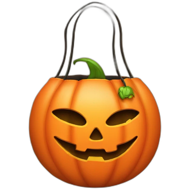 Orange Trick or treat bag with jack-o’-lantern face emoji